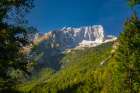 Slovenia, Triglav National Park. Landscape with forest and Julian Alps. Art Print